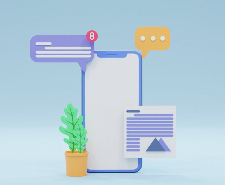 smartphone vector graphic with chats