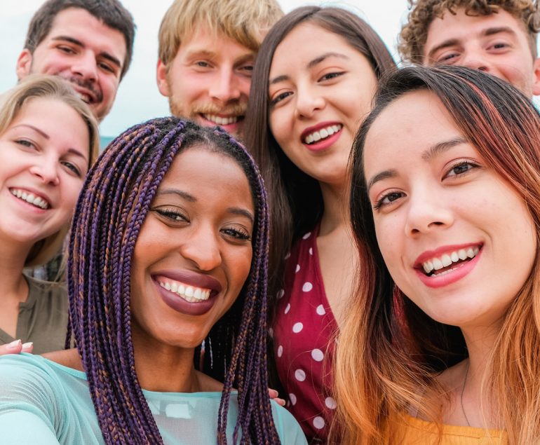 Young adults smiling