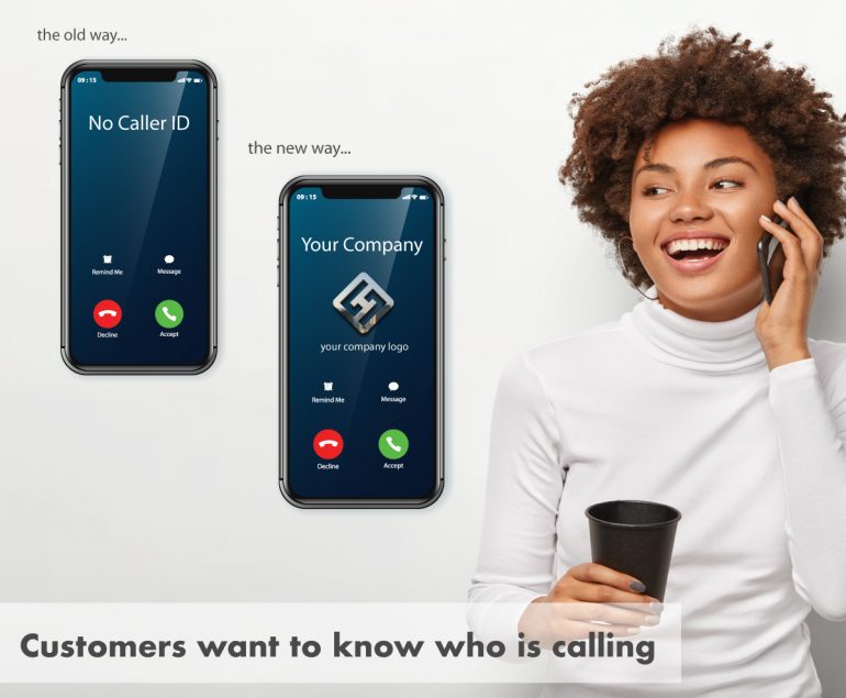 two phones showing branded calling and not