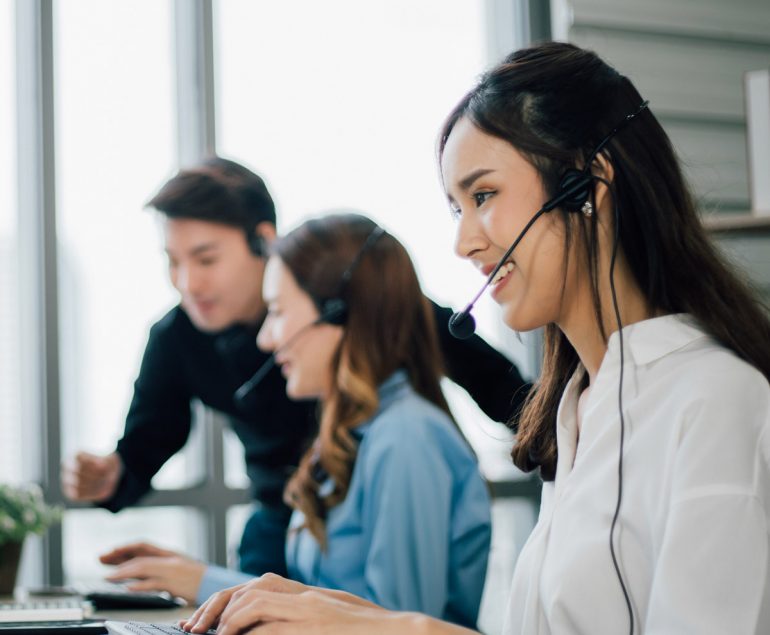 customer support representative on phone